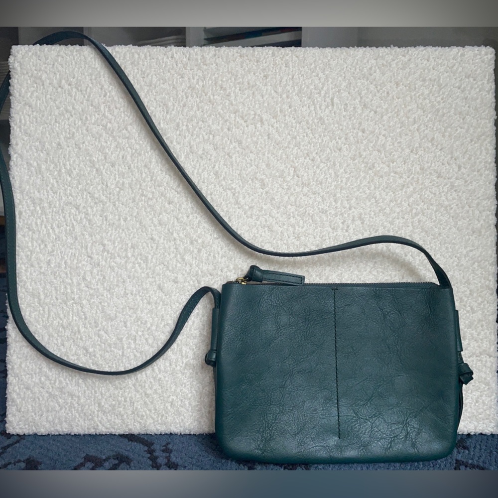 Madewell knotted crossbody leather crossbody purse dark green